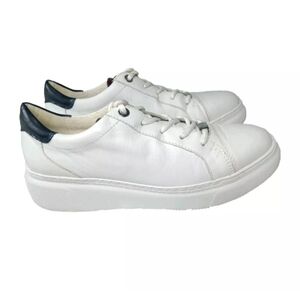 Ara White Leather Sneakers Women's Shoes Size 9.5 EU 41 Lace-Up Flat Low